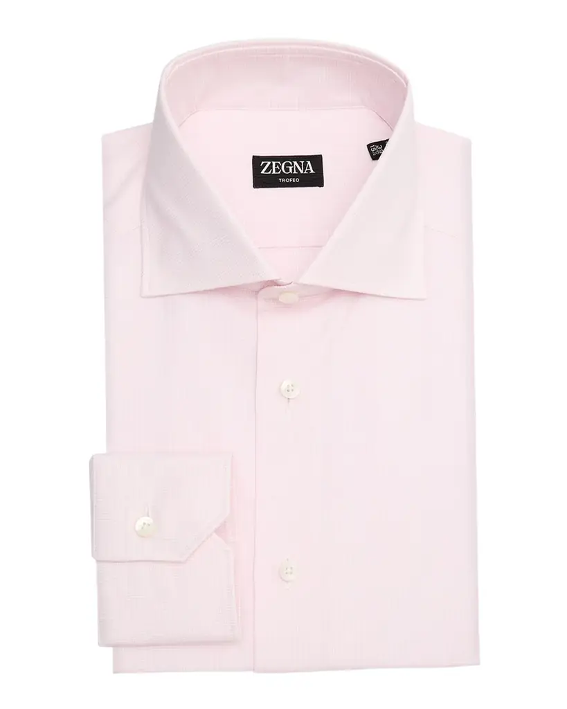 ZEGNA Men 's Micro-Check Trofeo Cotton Dress Shirt