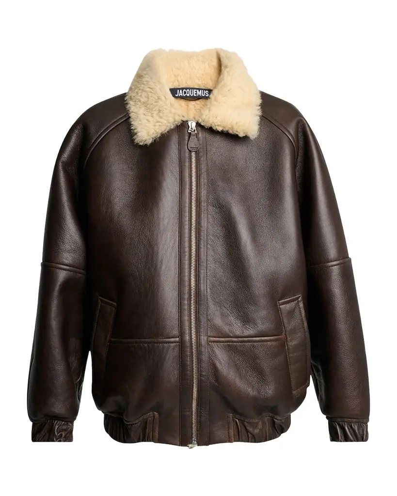 Jacquemus Men 's Leather and Shearling Bomber Jacket