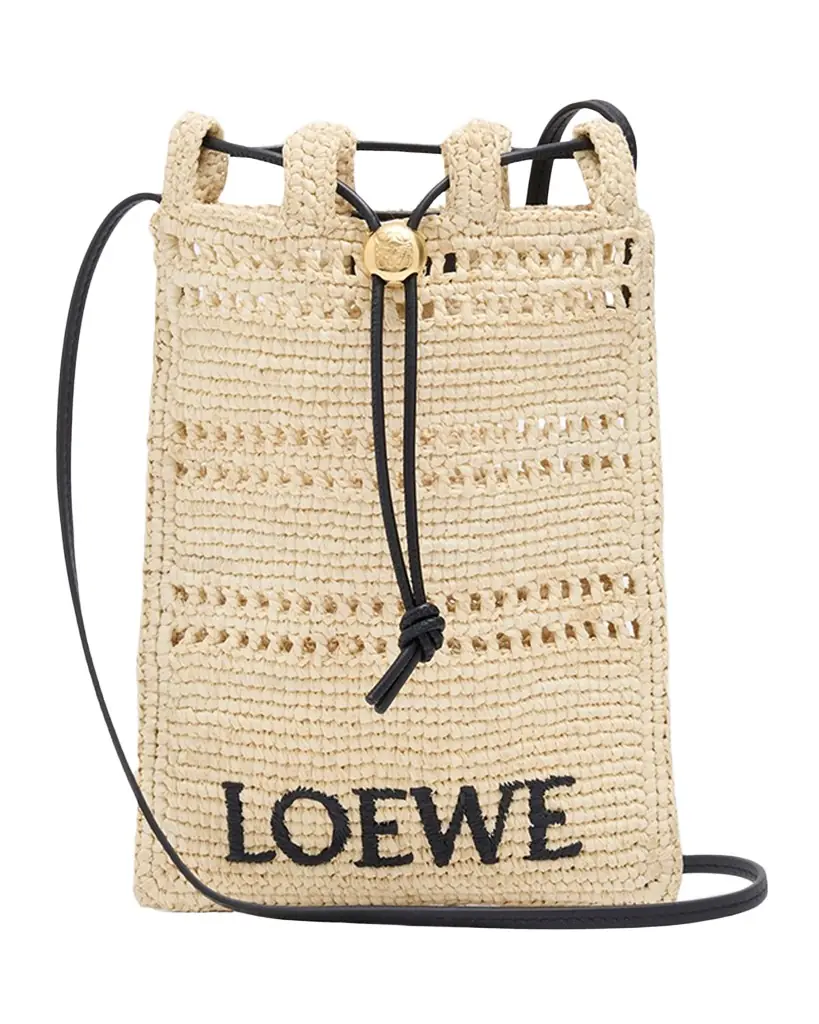 Loewe x Paula 's Ibiza Pocket Drawstring Raffia Crossbody Bag