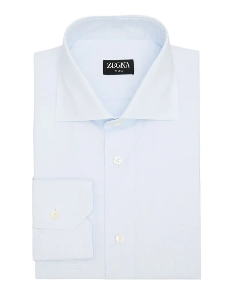 ZEGNA Men 's Micro-Check Cotton Dress Shirt