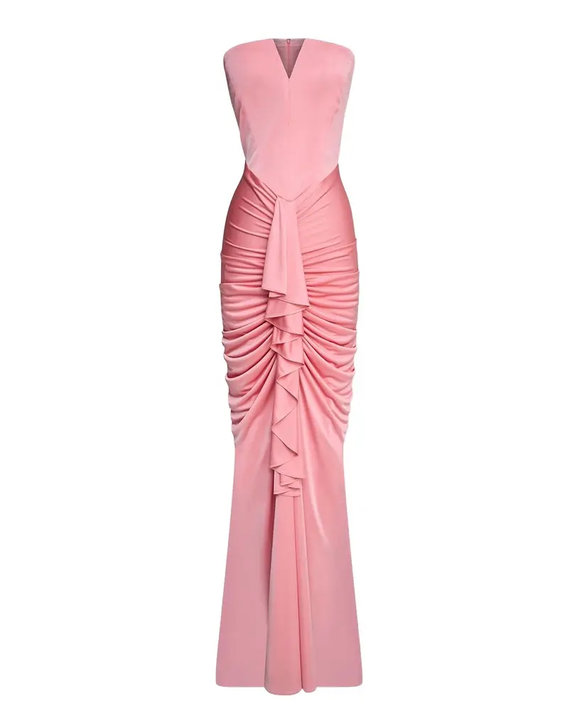 Et Ochs Selena Strapless Draped Glossy Jersey Gown