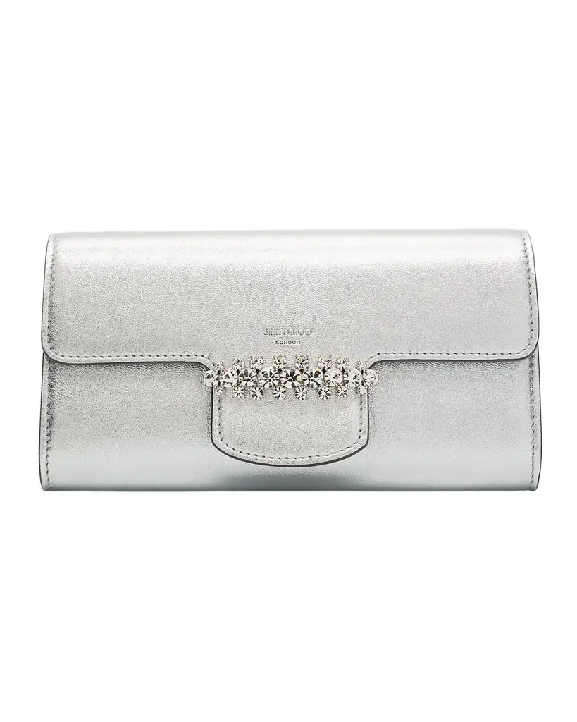 Jimmy Choo Bing Crystal Metallic Leather Wallet