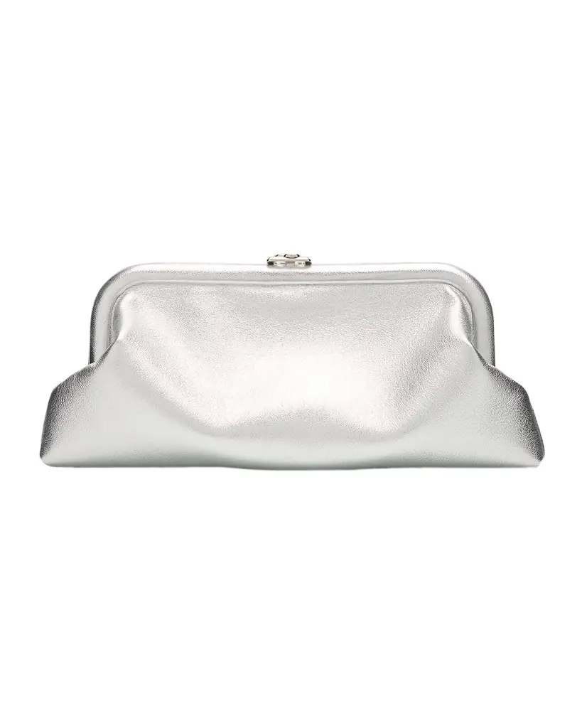 Jimmy Choo Skylar Frame Metallic Leather Clutch Bag