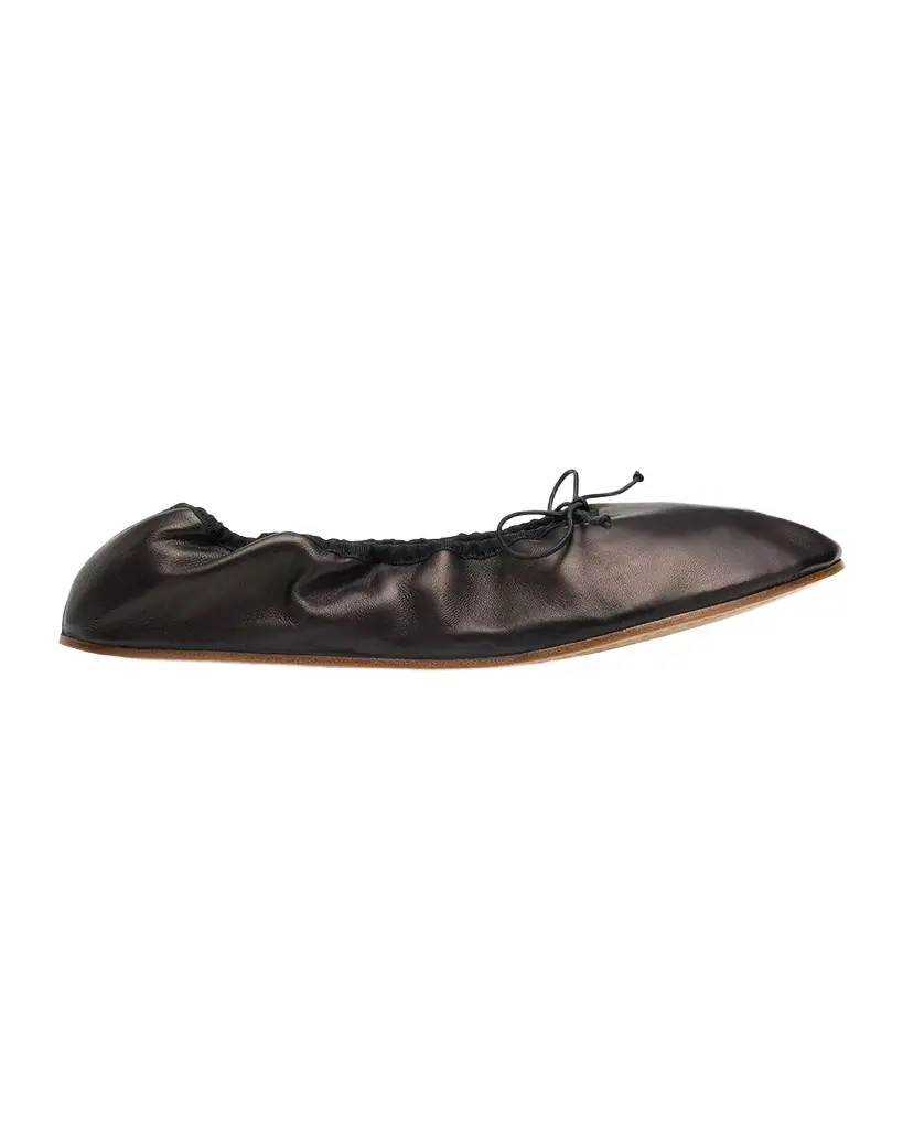 THE ROW Leather Bow Ballerina Flats