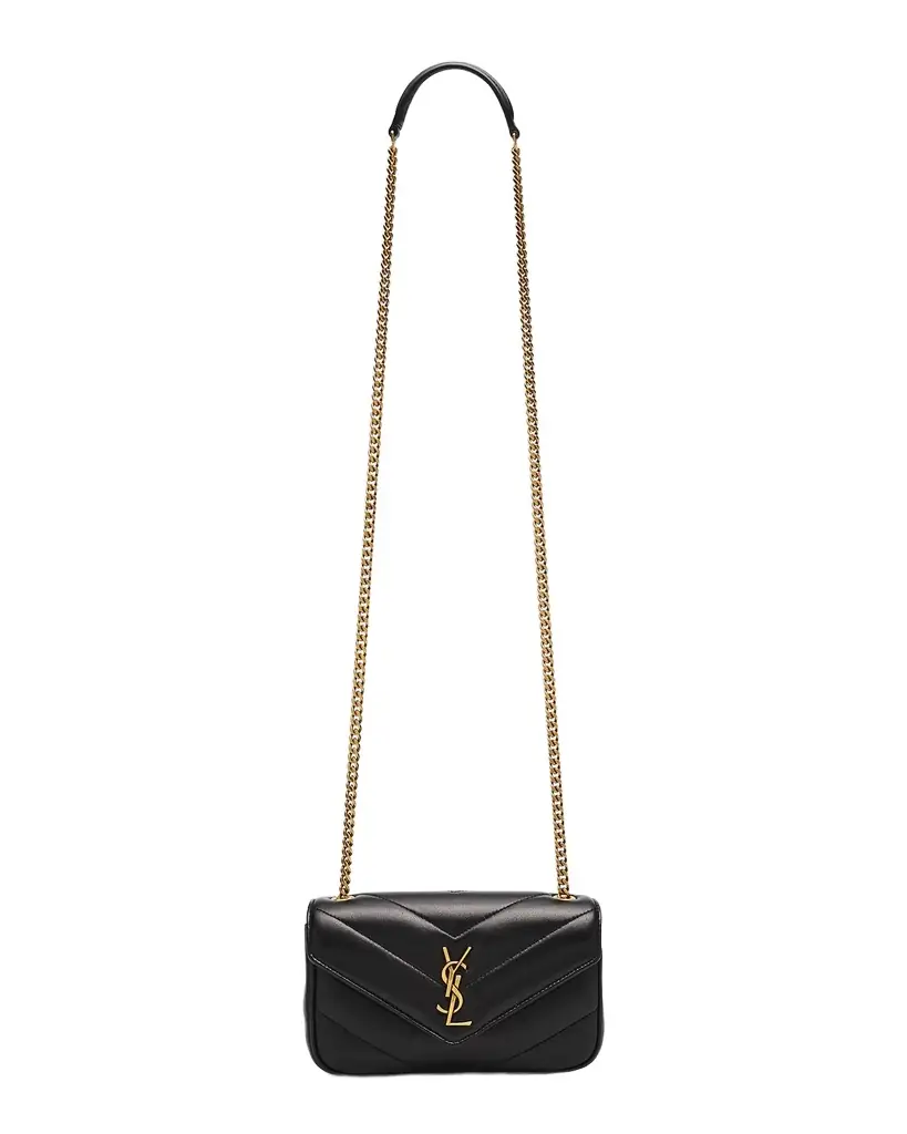 Saint Laurent Loulou Mini YSL Chain Crossbody Bag in Quilted Leather