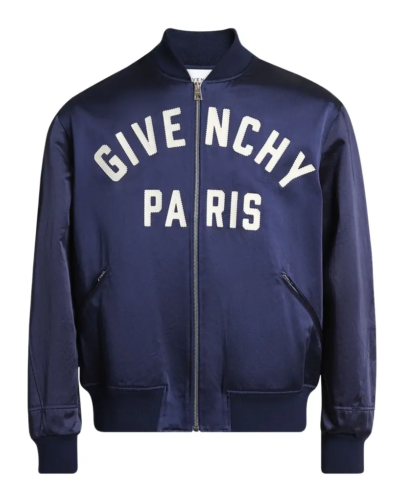 Givenchy Men 's Satin Logo Bomber Jacket