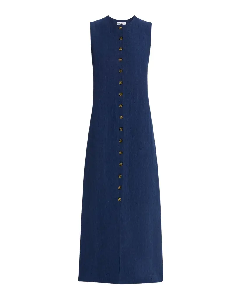 Good Work by Argent x Citizens of Humanity Sleeveless Button-Down Linen Midi Dress