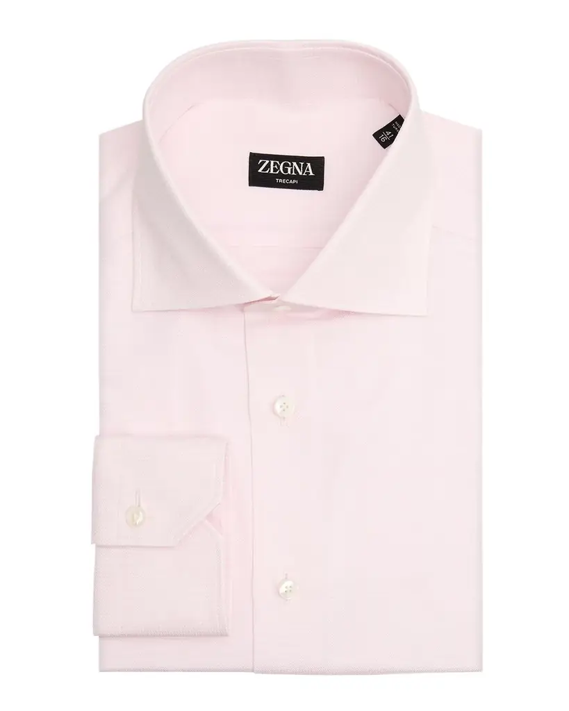 ZEGNA Men 's Trecapi Cotton Micro-Structure Dress Shirt