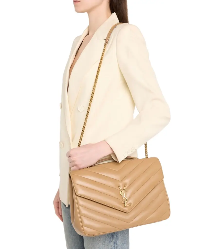 Saint Laurent Loulou Large YSL Chain Shoulder Bag in Quilted Leather