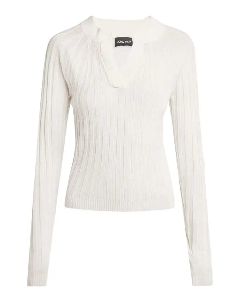Giorgio Armani Ribbed Cashmere Silk Top