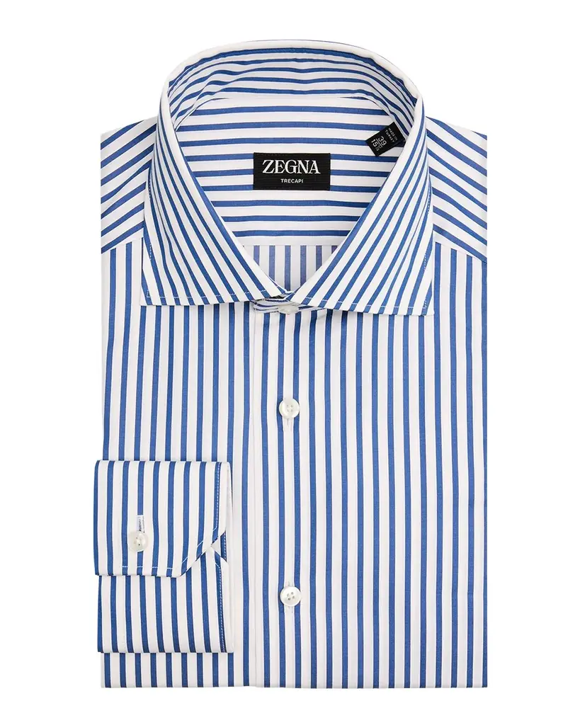ZEGNA Men 's Trecapi Cotton Bengal Stripe Dress Shirt