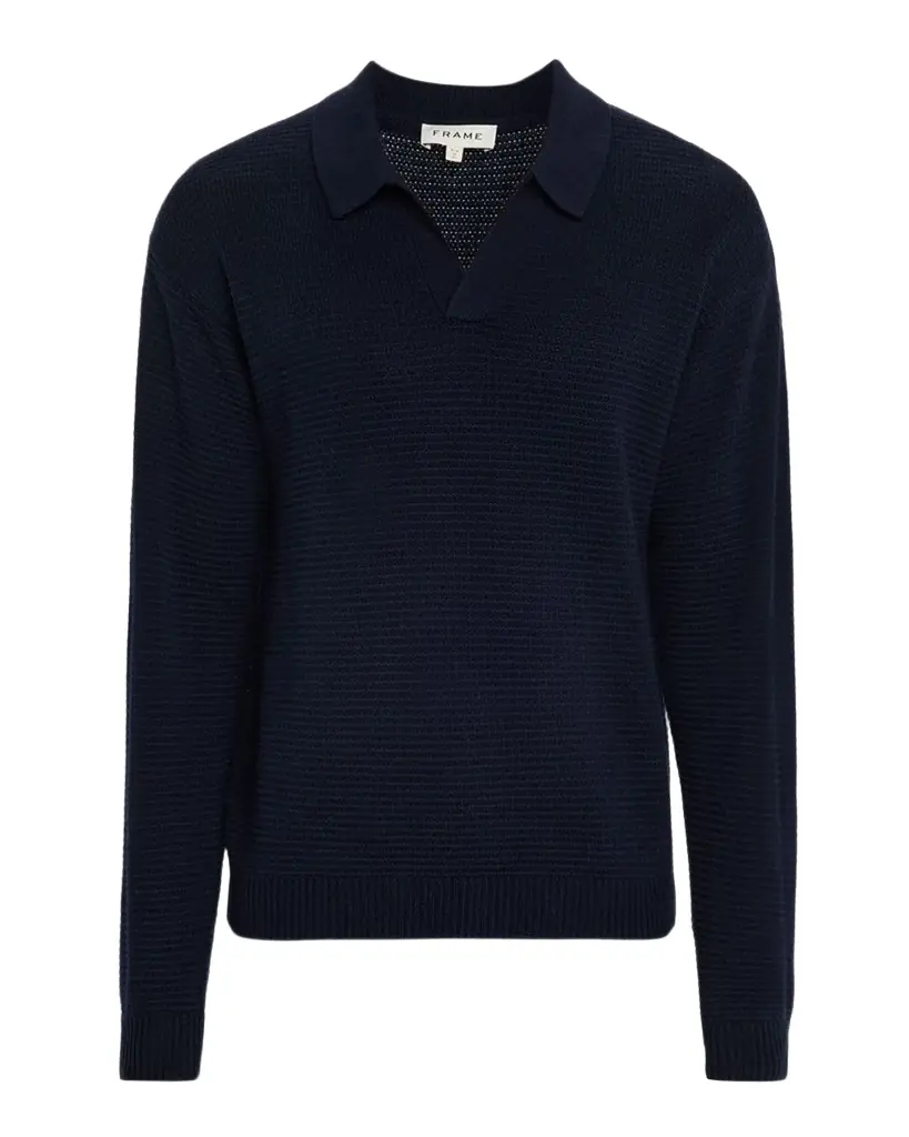 FRAME Men 's Knit Wool and Cashmere Johnny Collar Sweater
