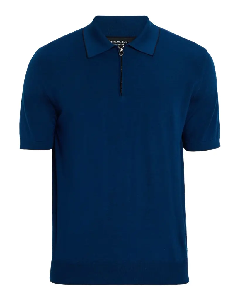 Stefano Ricci Men 's Quarter-Zip Short Sleeve Polo Sweater