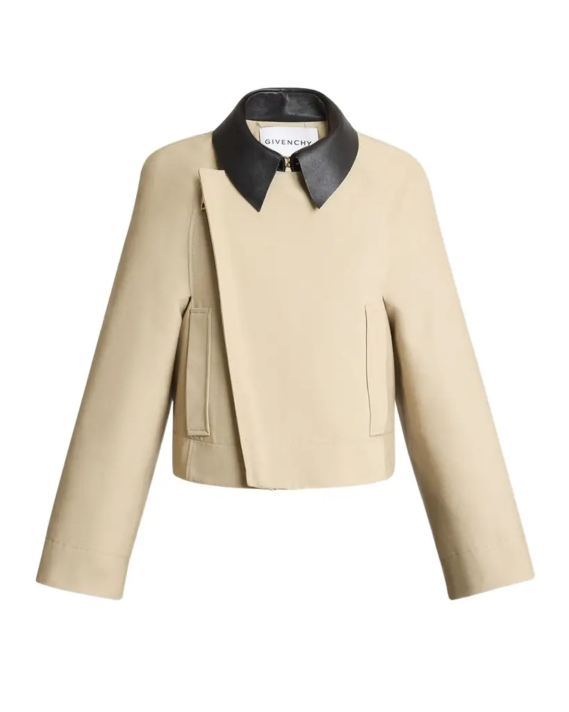 Givenchy Leather Collar Zip Cocoon Jacket