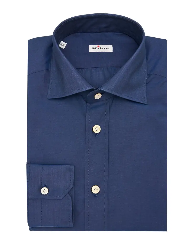 Kiton Men 's Cotton Point-Collar Dress Shirt
