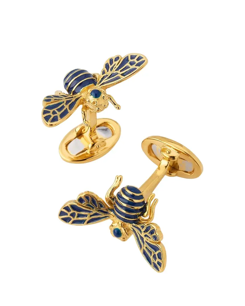 Jan Leslie Men 's 18K Gold Vermeil and Enamel Bee Cufflinks