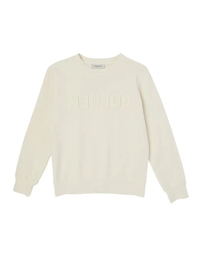 Golden Goose Kid 's Golden Distressed Cotton Fleece Logo Sweatshirt, Size 4-12