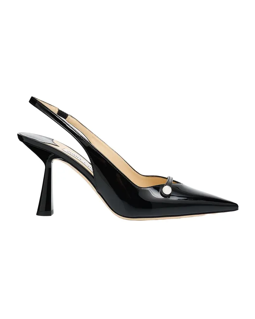 Jimmy Choo Amita 85 Patent Nappa Leather Slingback Pumps