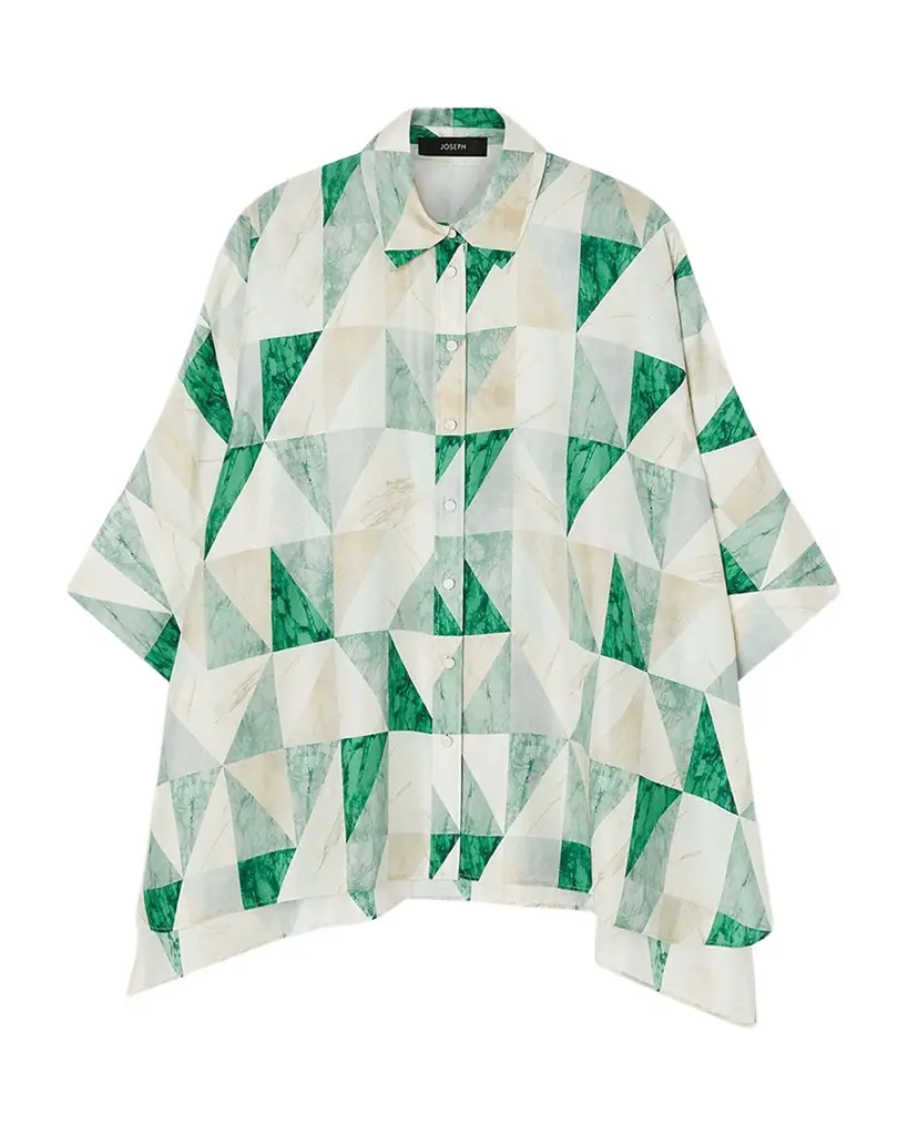 Joseph Arcole Marble-Print Habotai Silk Blouse