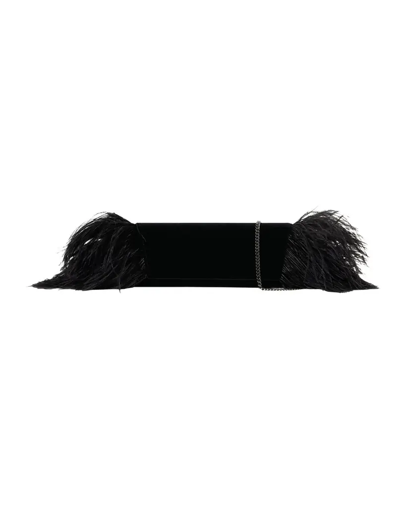 Akris Anouk Small Clutch Bag with Feather Trim