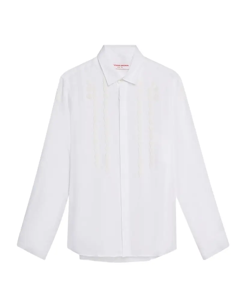 Orlebar Brown Men 's Giles Linen Applique Tailored-Fit Sport Shirt