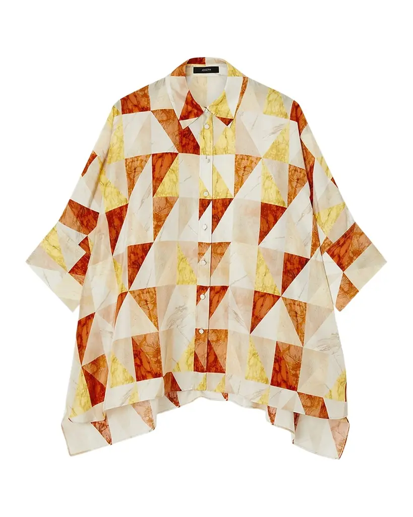 Joseph Arcole Marble-Print Habotai Silk Blouse