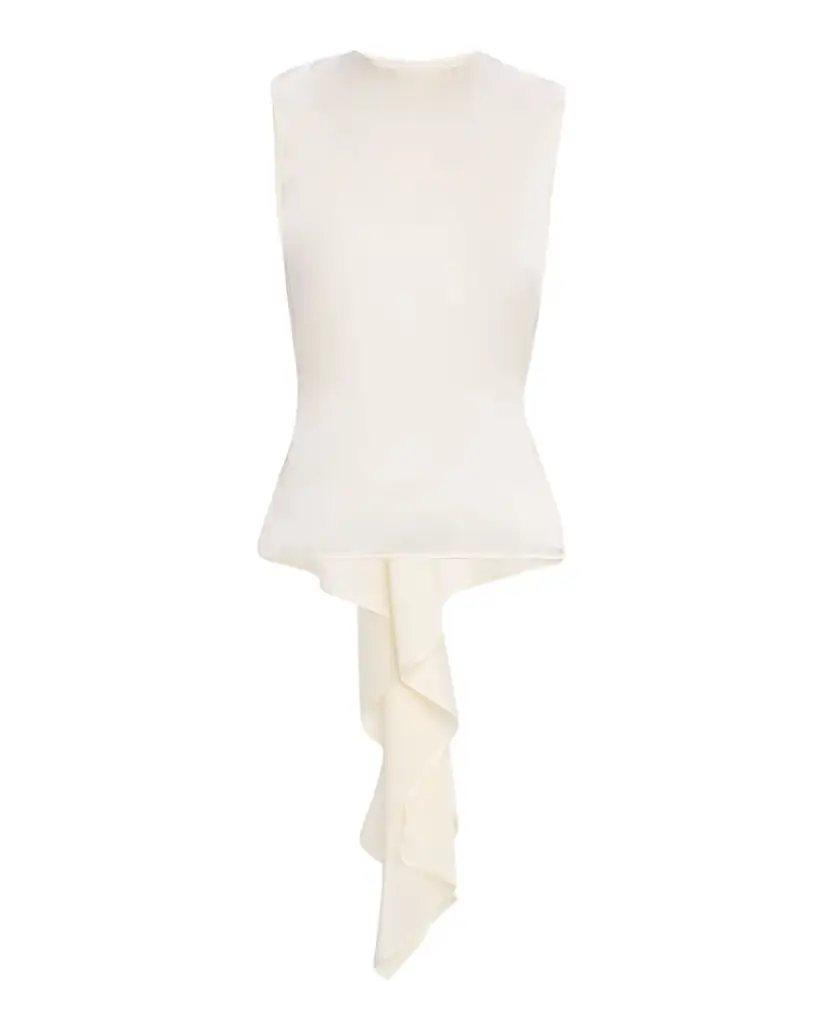 Helmut Lang Sleeveless Draped Silk Scarf Top