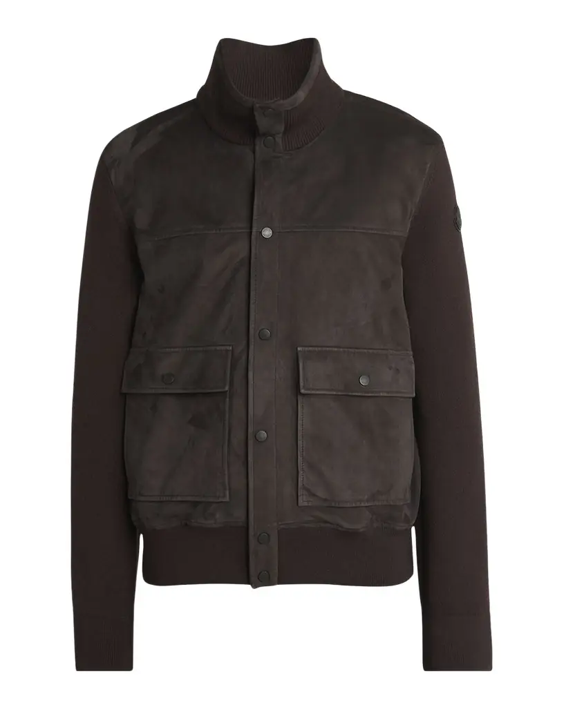 Moncler Men 's Wool and Suede Snap-Front Cardigan