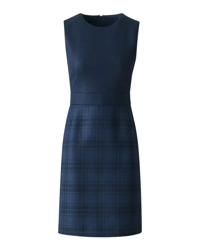 Akris Check Wool Double-Face Sleeveless A-Line Dress
