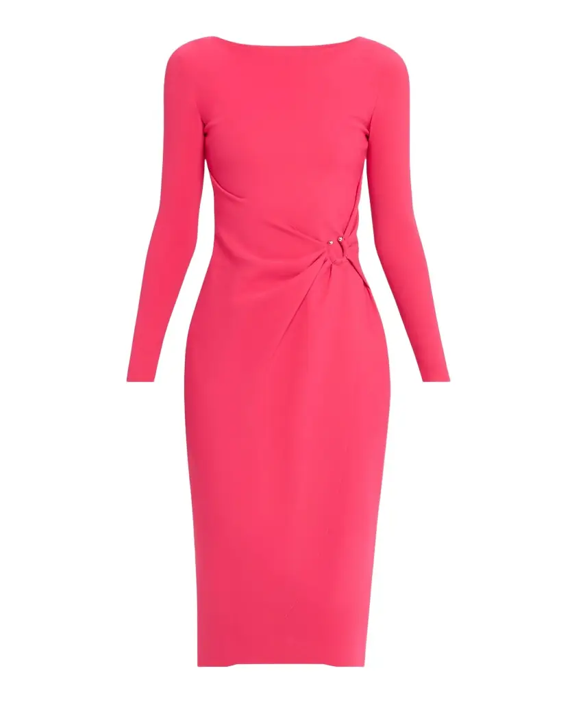 Chiara Boni La Petite Robe Gathered Bateau-Neck Midi Sheath Dress