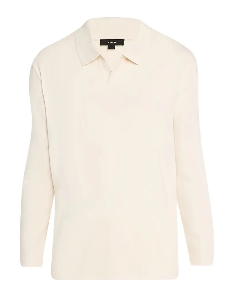 Vince Men 's Milano Pima Cotton-Blend Johnny-Collar Polo Shirt