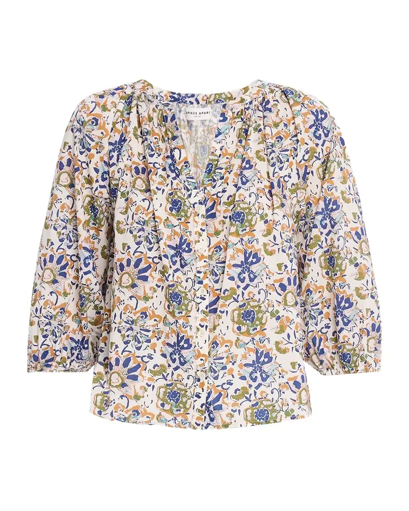 Apiece Apart Mitte Floral-Print Organic Cotton Voile Top - Women's Clothing