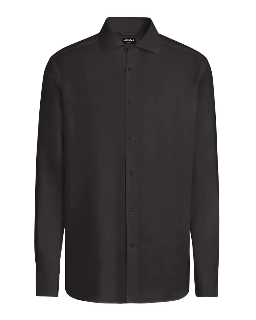 ZEGNA Men 's Cashco Cashmere and Cotton Solid Dress Shirt