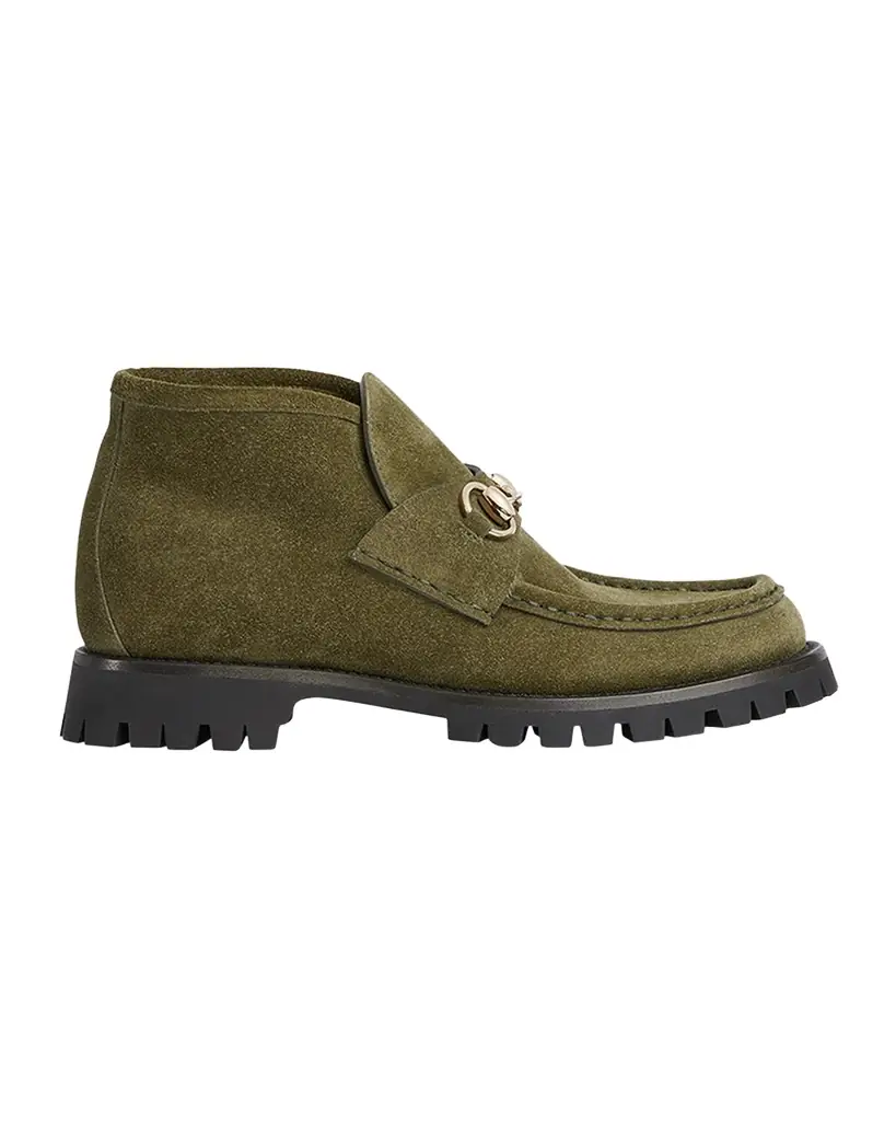 Gucci Sylke Suede Horsebit Booties