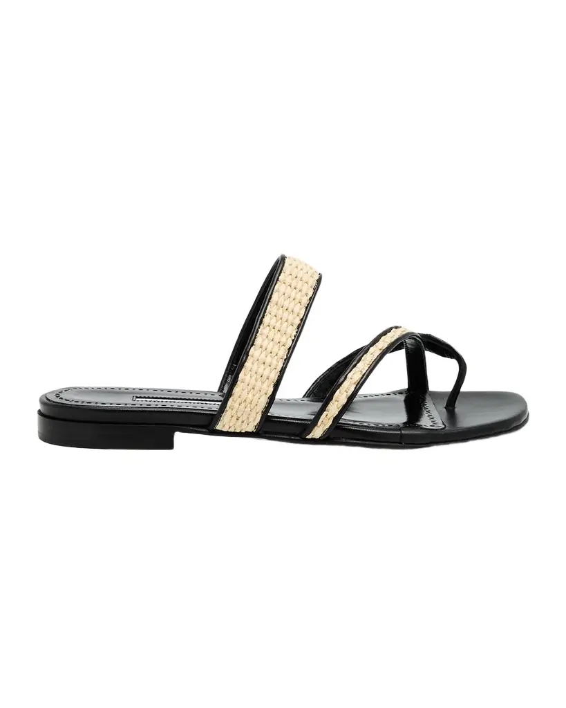 Manolo Blahnik Susara Woven Flat Slide Sandals
