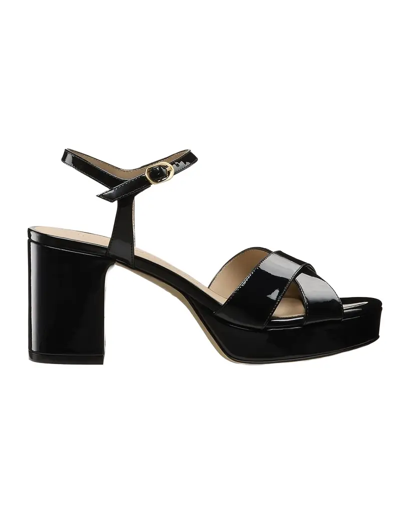 Stuart Weitzman Dayna Patent Crisscross Platform Sandals