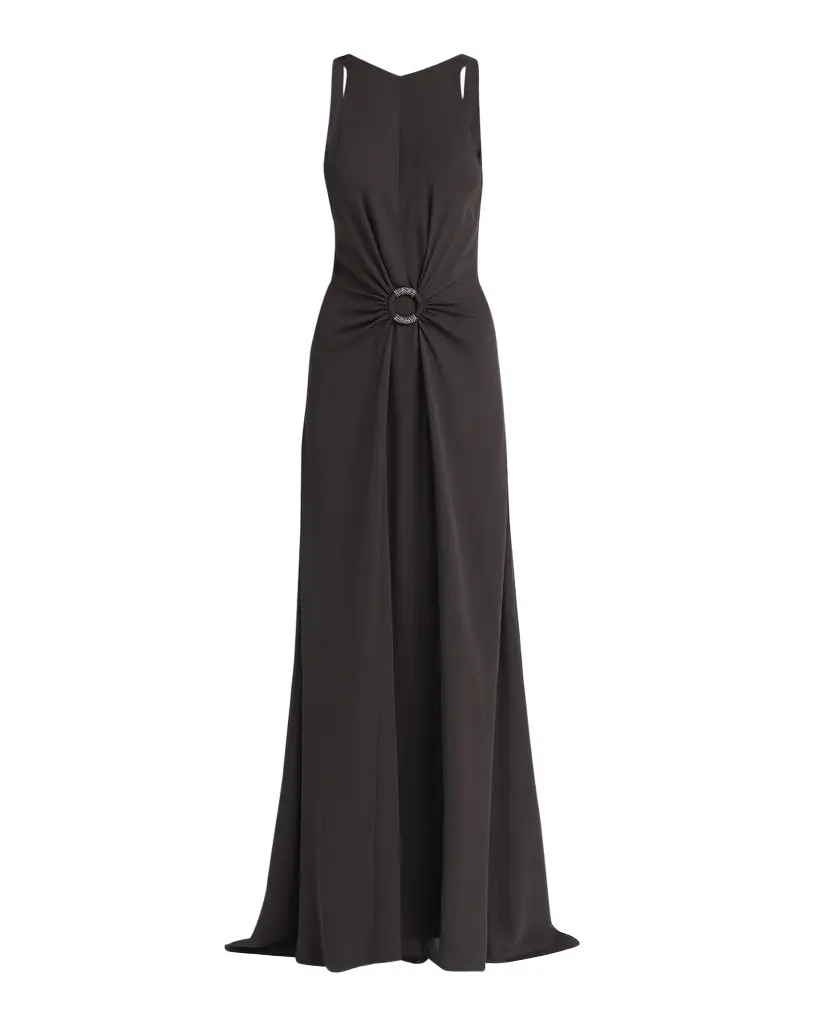 Giorgio Armani Beaded-Ring Silk Georgette Backless Gown