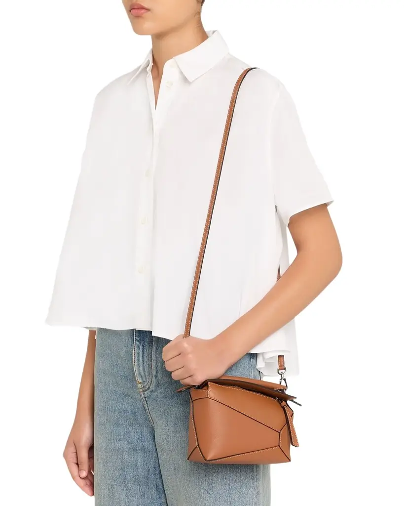 Loewe Puzzle Edge Mini Top-Handle Bag in Calfskin Leather