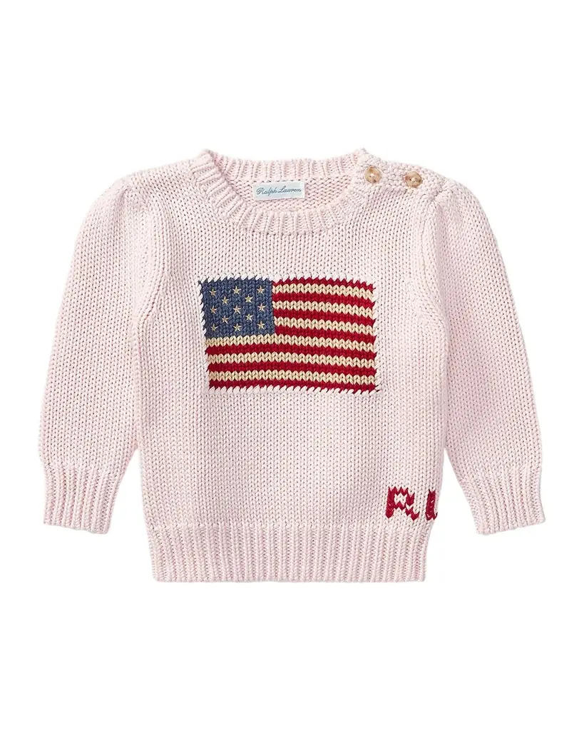 Polo Ralph Lauren Girl 's Flag Intarsia Knit Sweater, Size 3M-24M