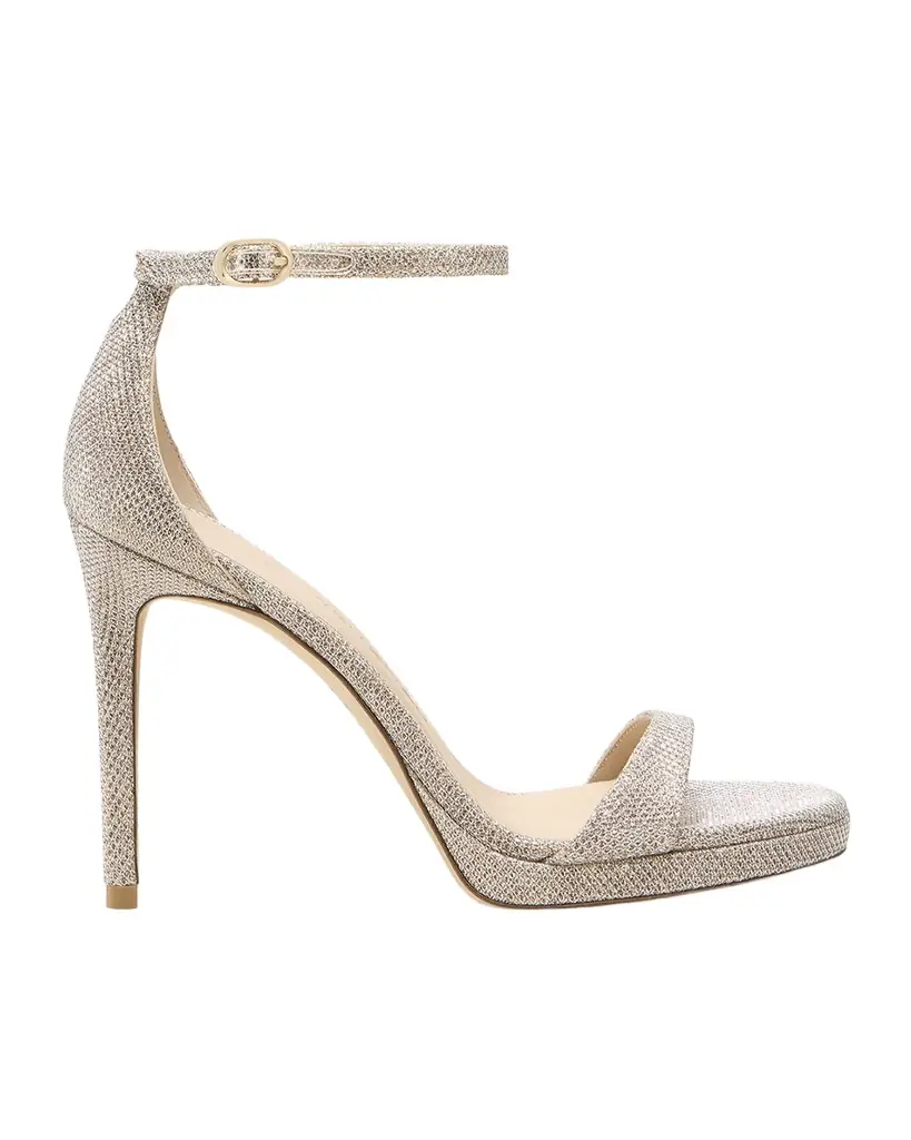 Stuart Weitzman Nudist Metallic Ankle-Strap Platform Sandals