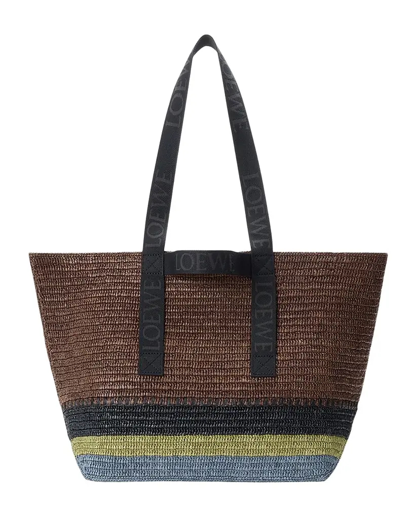 Loewe Men 's Fold Raffia Shopper Tote Bag