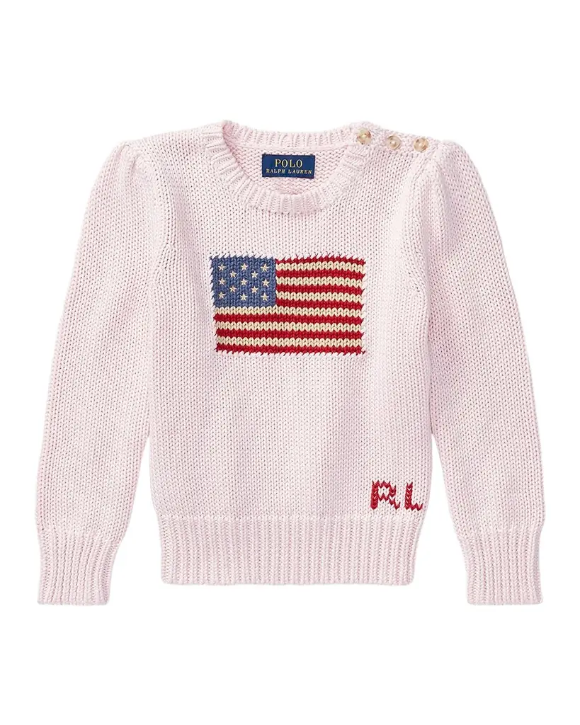 Polo Ralph Lauren Girl 's Flag Intarsia Knit Sweater, Size 2T-6X