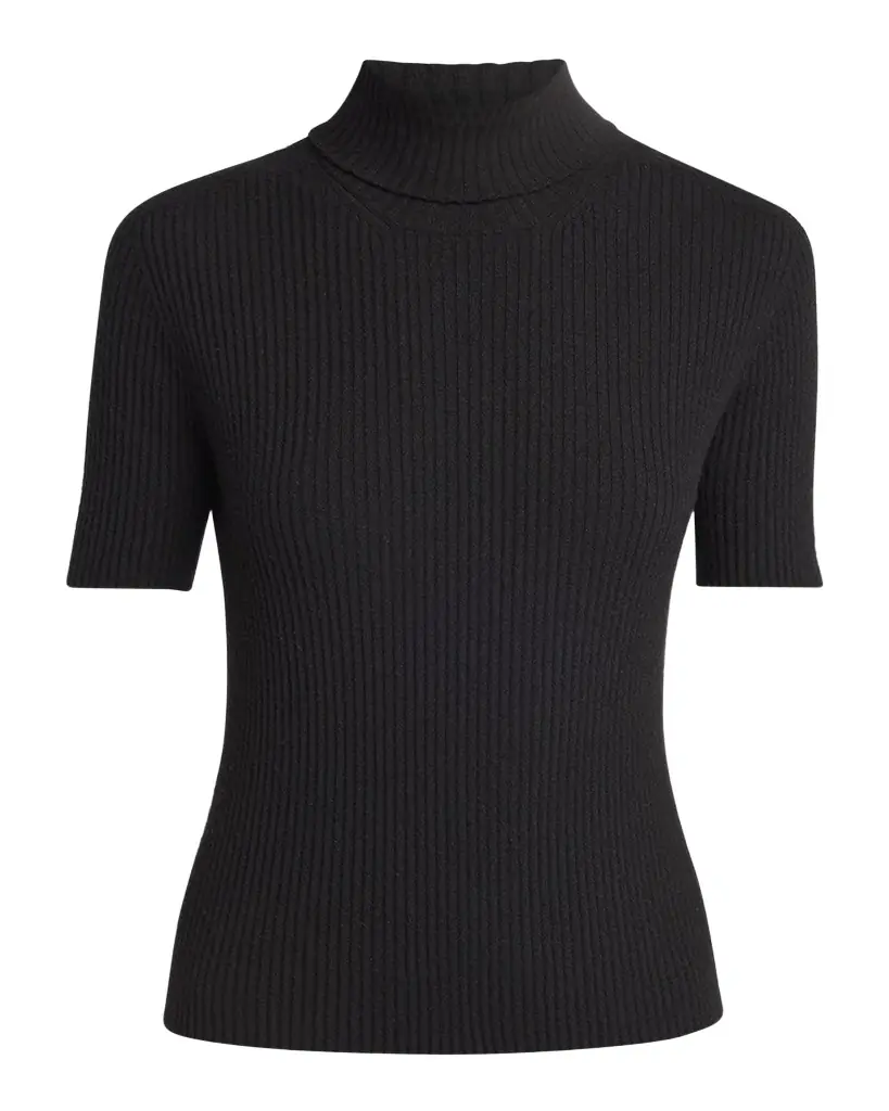 Giorgio Armani Turtleneck Short-Sleeve Cashmere Rib Sweater