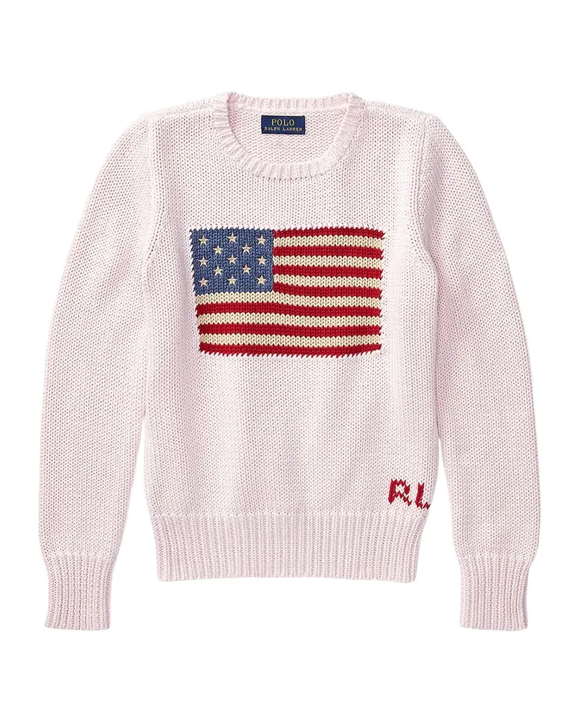 Polo Ralph Lauren Girl 's Flag Intarsia Knit Sweater, Size S-L