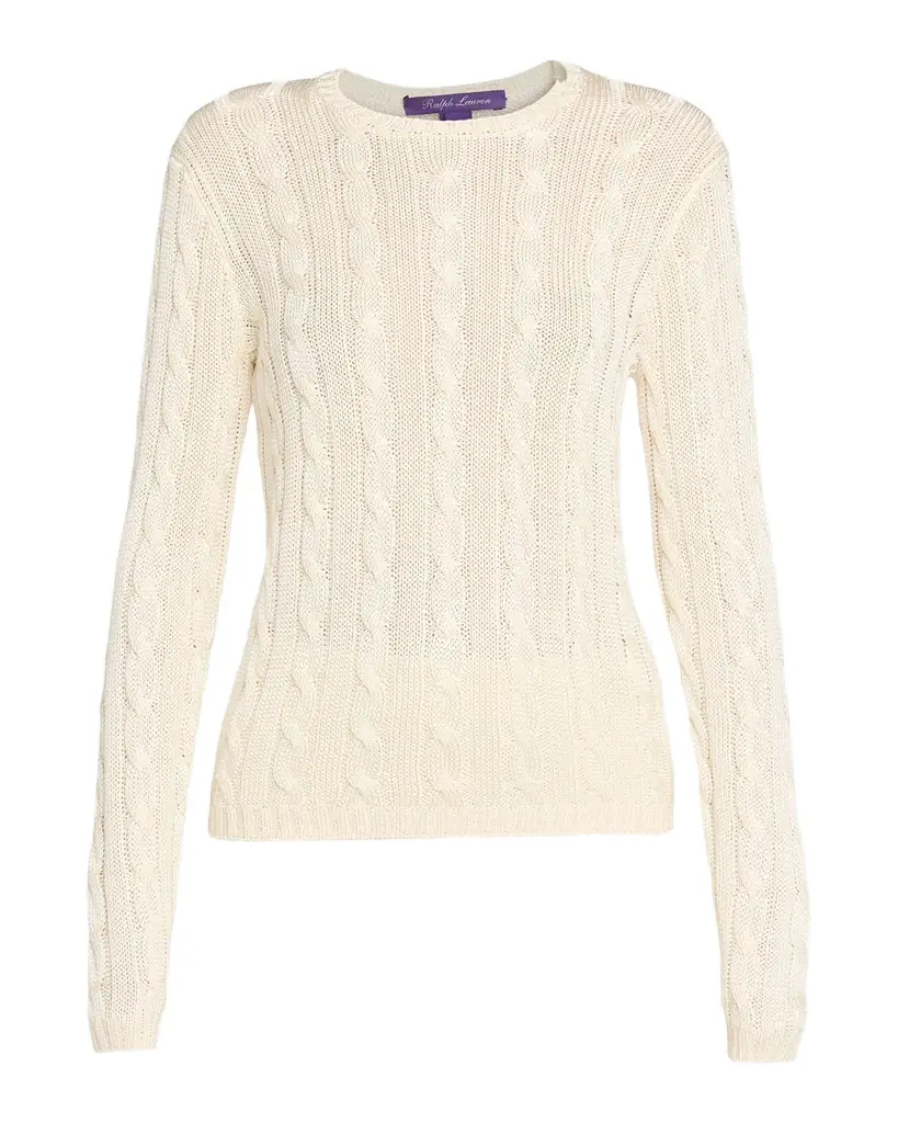Ralph Lauren Collection Cable-Knit Silk Crewneck Sweater