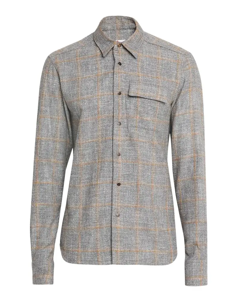 Kiton Men 's Windowpane Snap-Front Overshirt