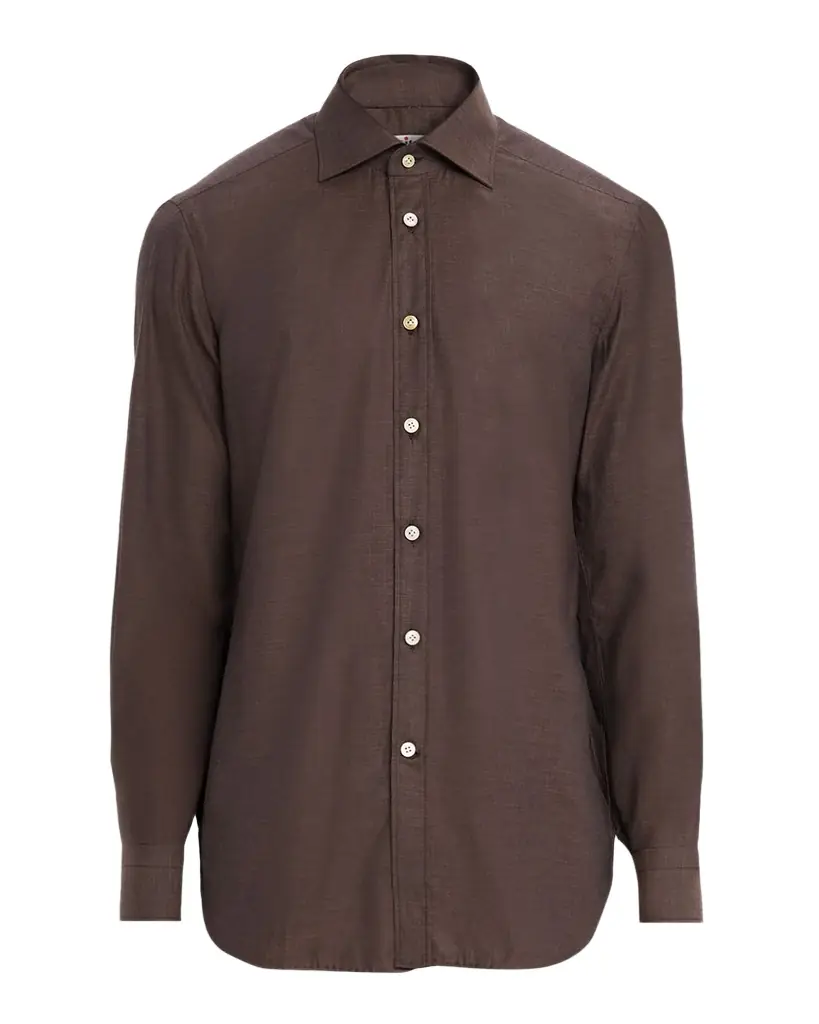 Kiton Men 's Cotton Micro-Herringbone Sport Shirt