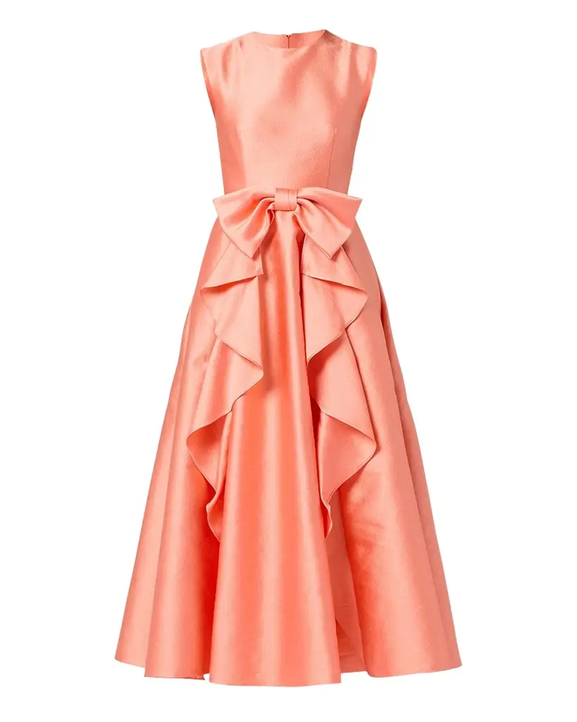 Shoshanna Leo Sleeveless Bow-Front Maxi Dress