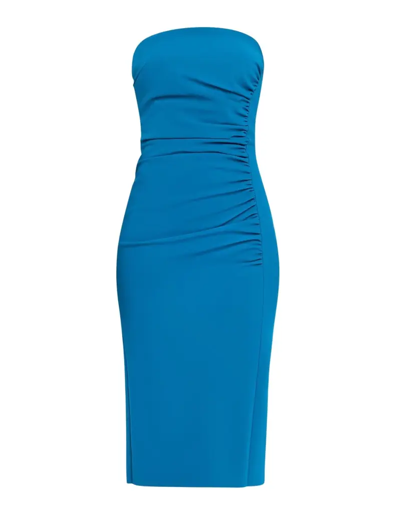 Chiara Boni La Petite Robe Strapless Ruched Bodycon Midi Dress