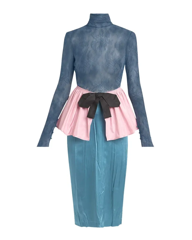 Valentino Garavani Lace Colorblock Peplum Dress